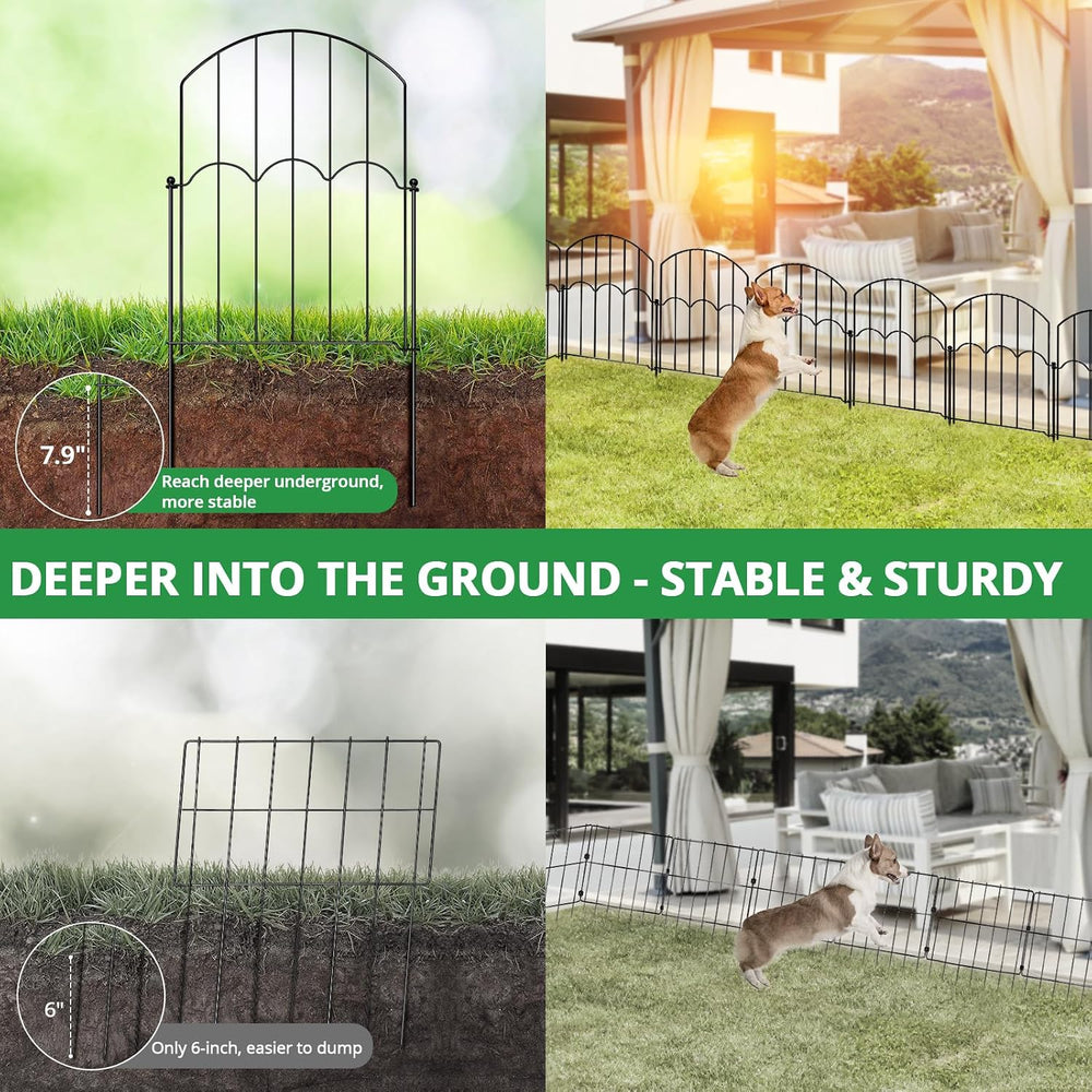 GOTGELIF 25 Panels Decorative Arched Garden Fence, 17''x27 FT No-Dig ...