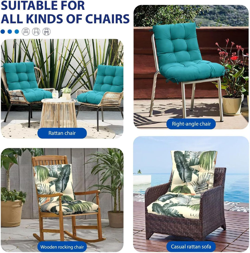 Outdoor Chair Cushions Waterproof Floral Tufted Lawn Wicker Chair Cushion for...