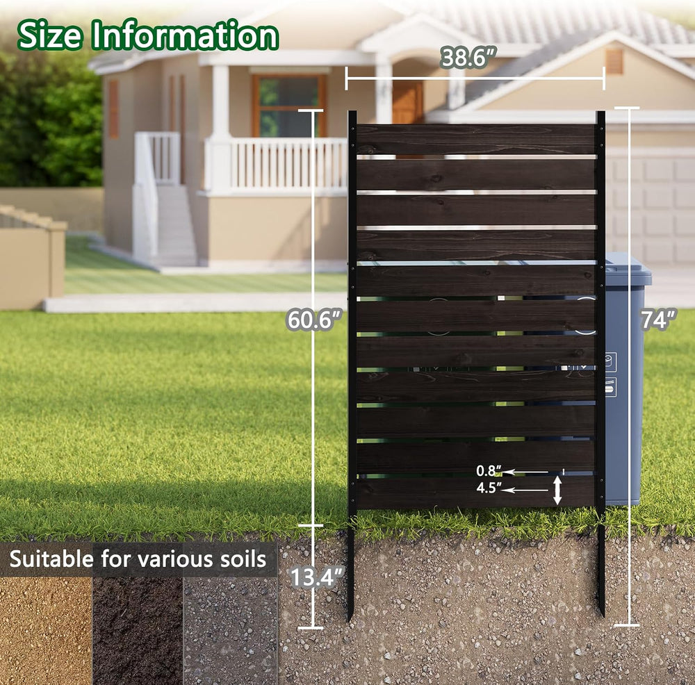Privacy Screen Fence, No-Dig Wooden Patio Fence 5ftH×3.2ftW