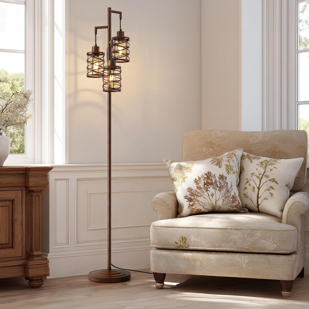 70" Farmhouse Dimmable Tree Floor Lamp, Floor Lamp for Living Room, Brown