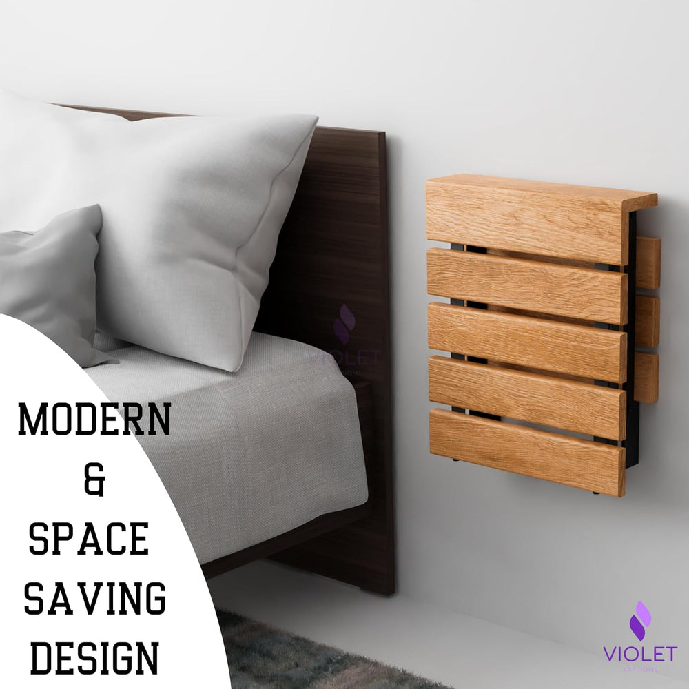 Folding Wall Mounted Teak Wood Handmade Shower Seat, Inside Shower Bathroom S...