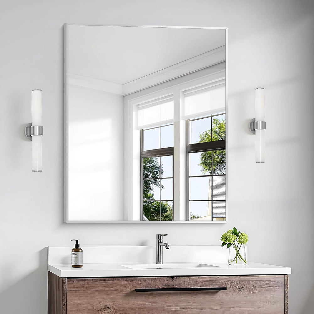 BONEWEI Silver Bathroom Mirror,30x36 inch Wall Mirror for Bathroom Wall Mount...