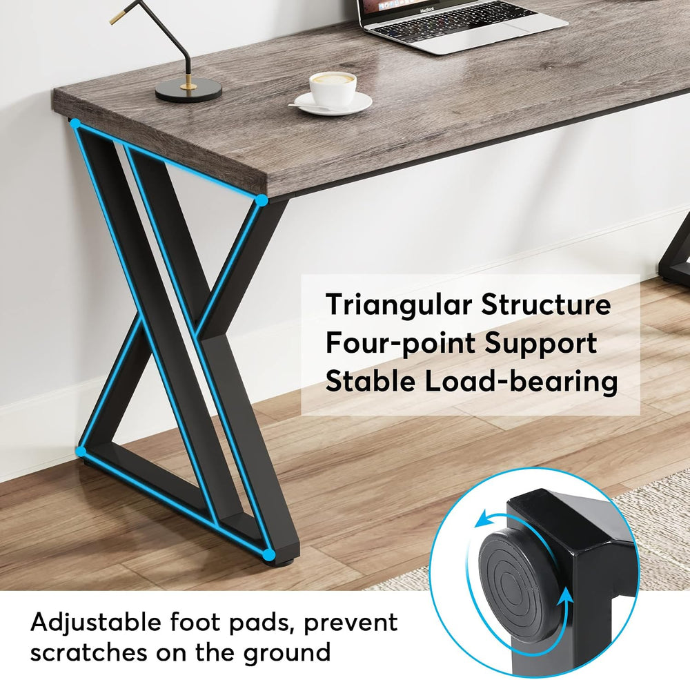 Tribesigns Writing Computer Desk, 55 inch Heavy Duty Study Desk with Z-Shaped...
