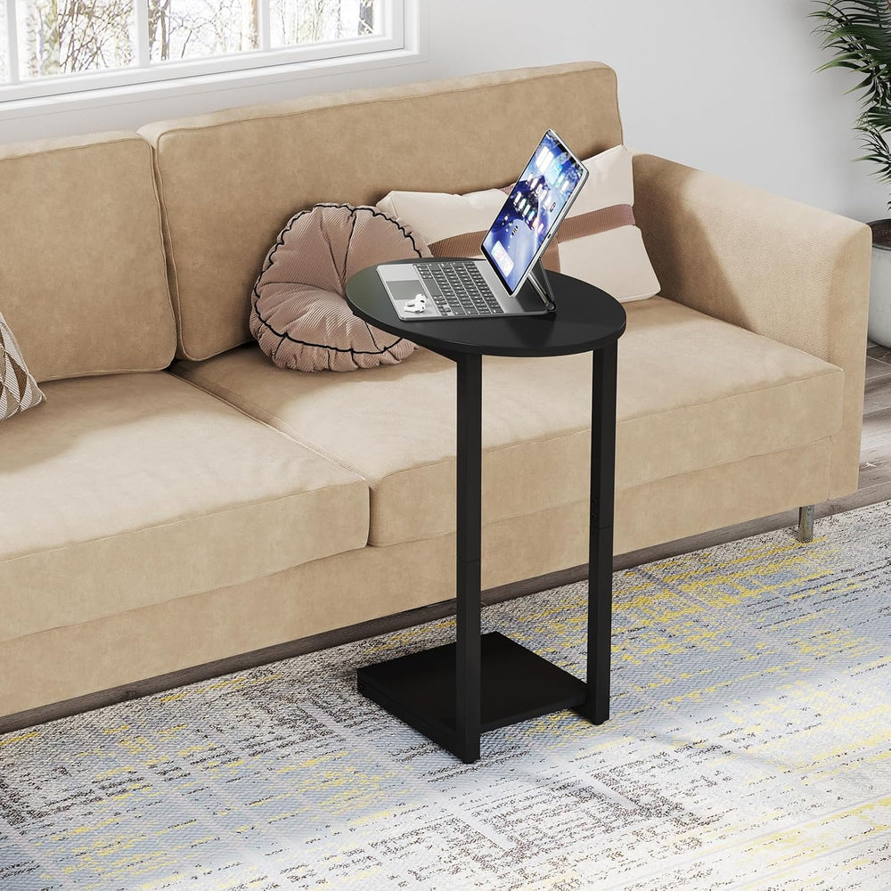 Hosfais Small Side Table End Table, C-Shaped Couch Tables