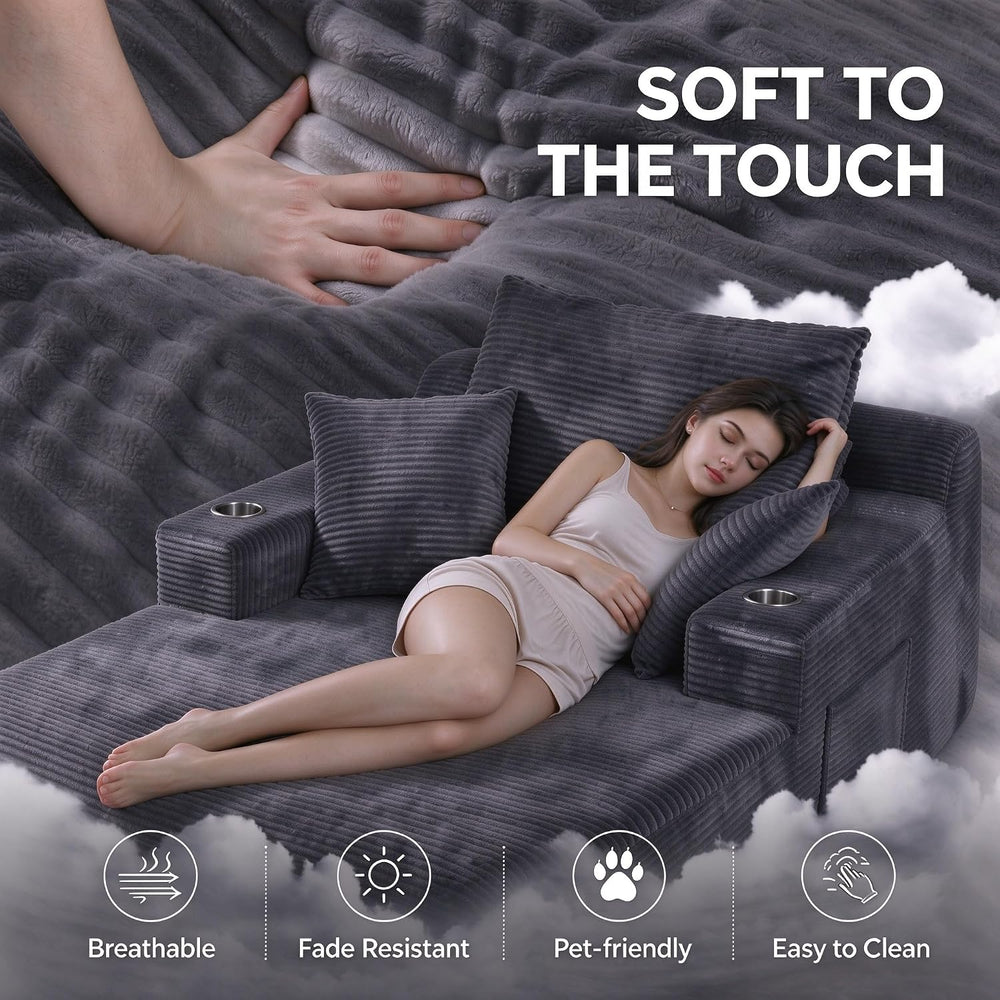 67" Oversized Chaise Lounge Chair Indoor Boneless Sofa Bed