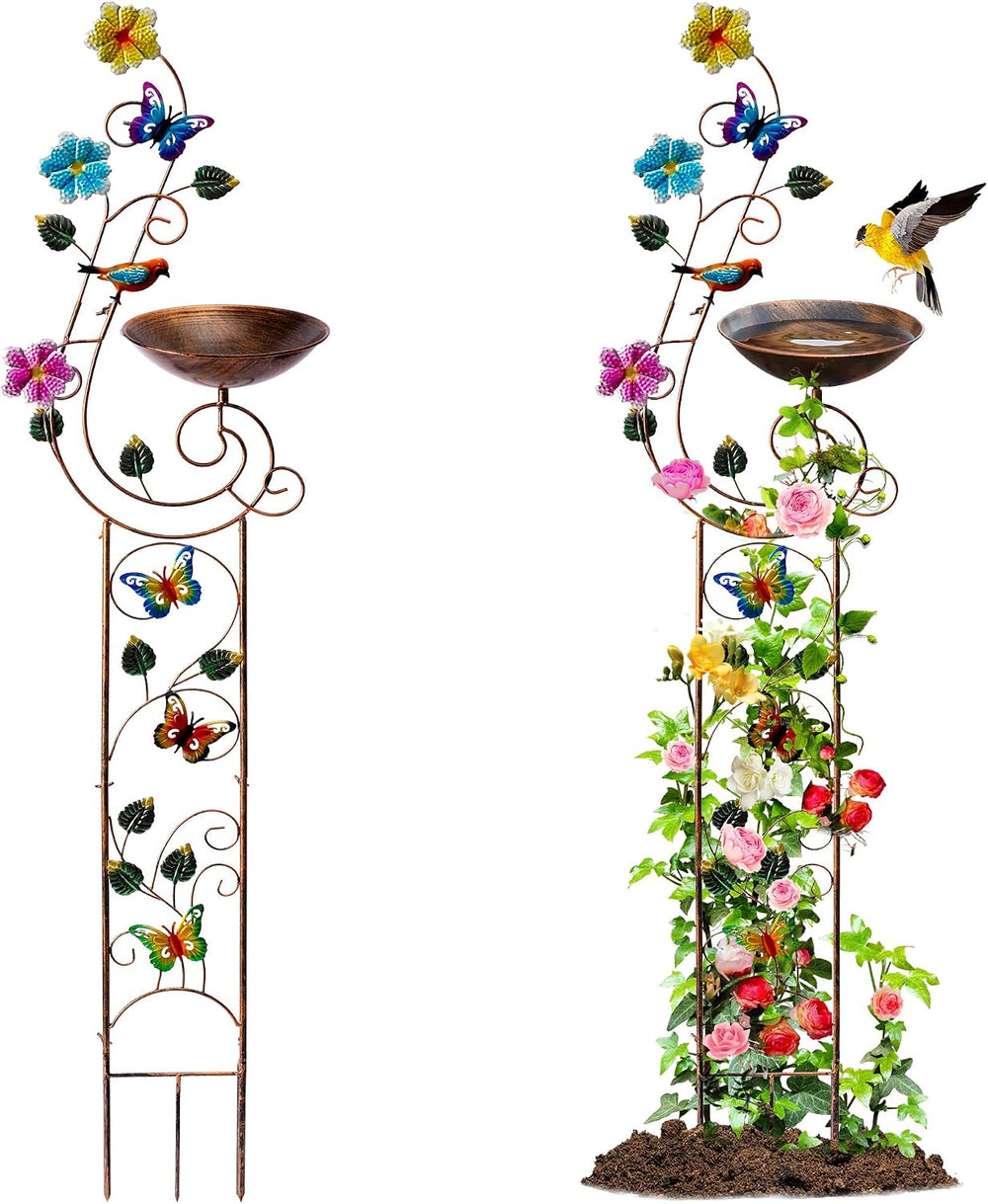 YYWMWM Metal Bird Bath with Trellis for Outside, 57” Height Birdbaths & S...