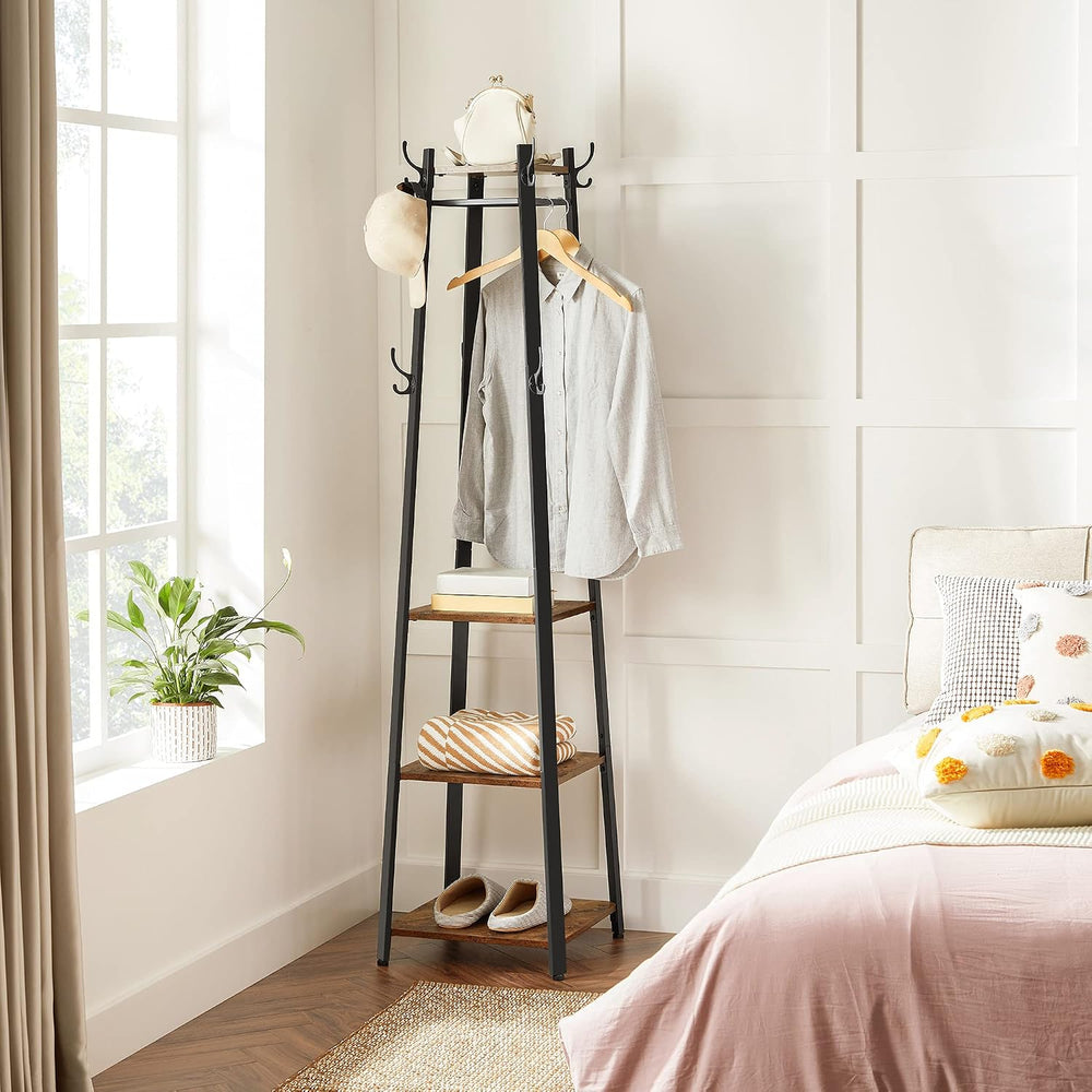 VASAGLE Coat Rack Freestanding, Hall Tree with 4 Shelves