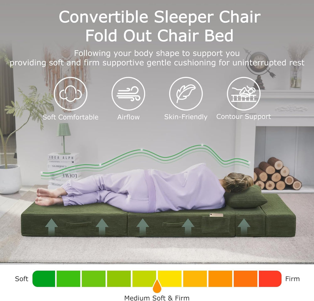 Folding Sofa Bed, Convertible Sleeper Chair Bed, Floor Sofa with Bag