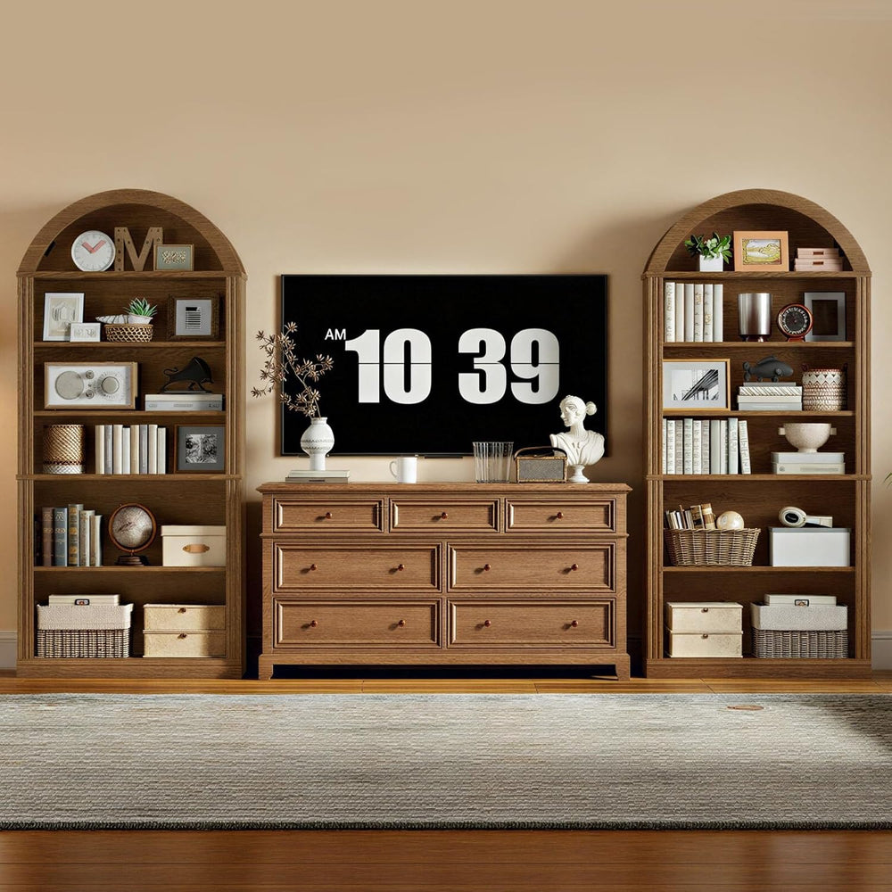 RALGEND Arched Bookshelf, 75.8" Tall Arch Bookcase with Storage