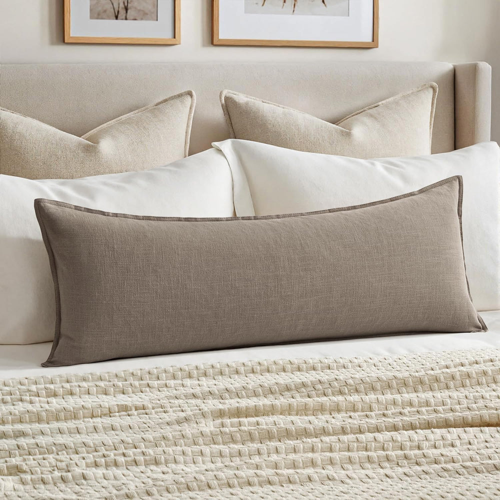 MIULEE Decorative Linen Lumbar Pillow Cover 14x36 Inch Dune