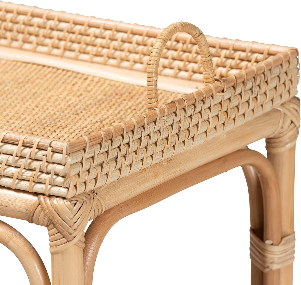 Bali & pari Lombok Modern Bohemian Natural Rattan 2-Tier Console Table