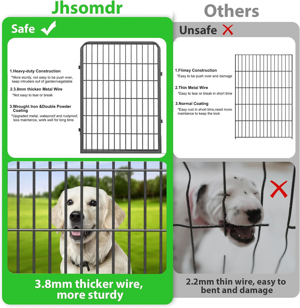 Decorative Garden Fence with Gate, 40 in(H) x 54 ft(L) Rustproof Metal Fence ...