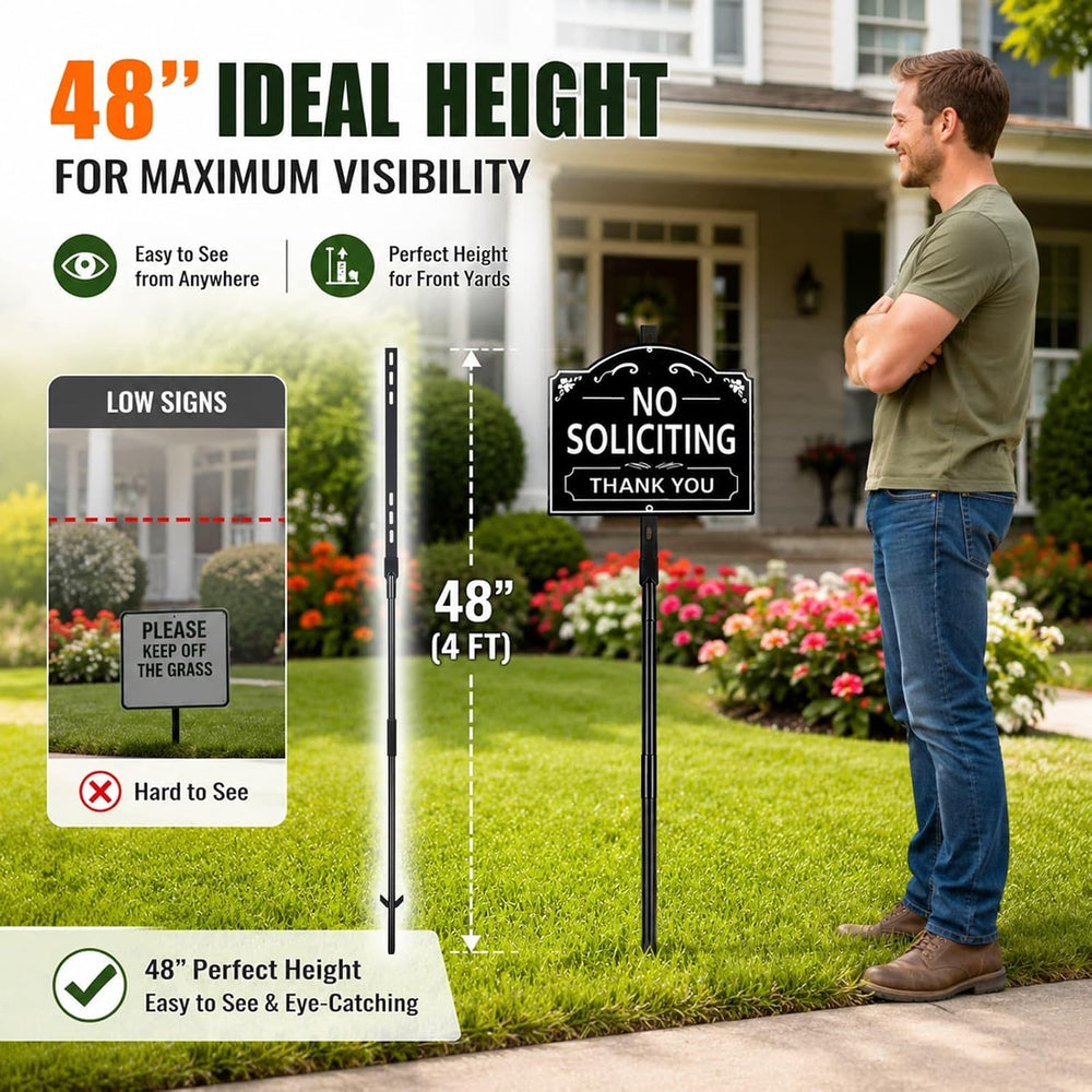 2 Pack 48 Inch Metal Yard Sign Stake for Outdoor Lawn Signs, Heavy Duty Rustp...