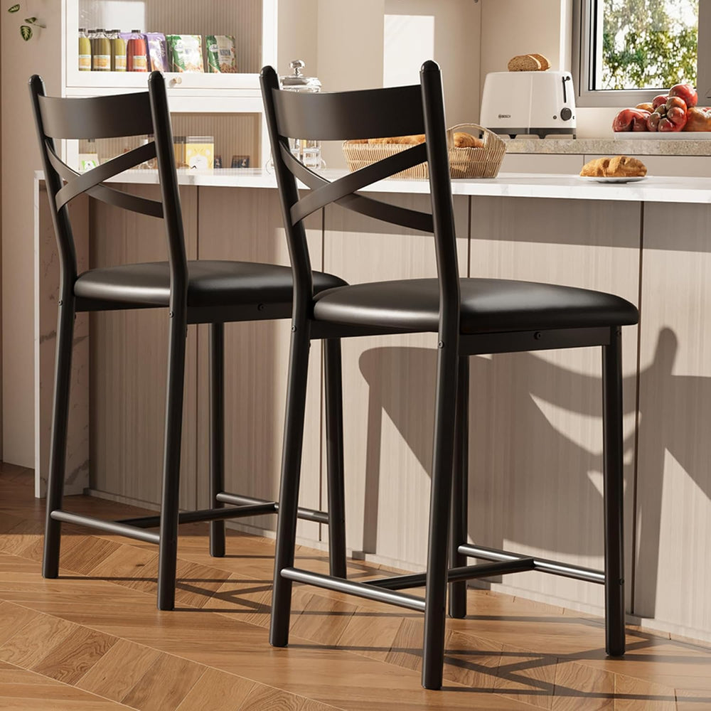 Garvee 26'' Bar Stools Set of 2, Counter Stools with Back & Thick...