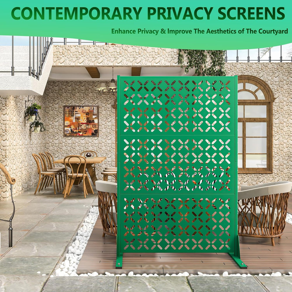 Green Metal Outdoor Privacy Screen Freestanding Privacy Screens,72" H x ...
