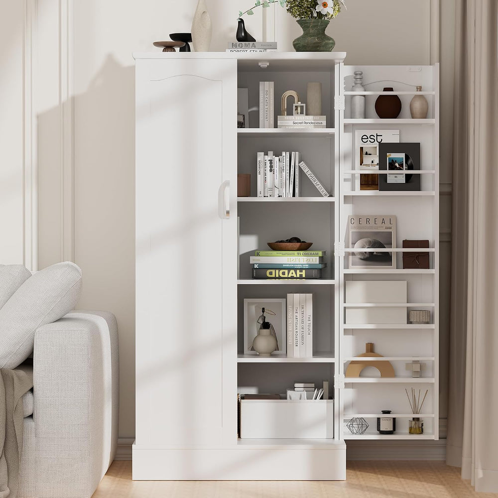 kepptory 47" Freestanding Kitchen Pantry Cabinet with Adjustable Shelves