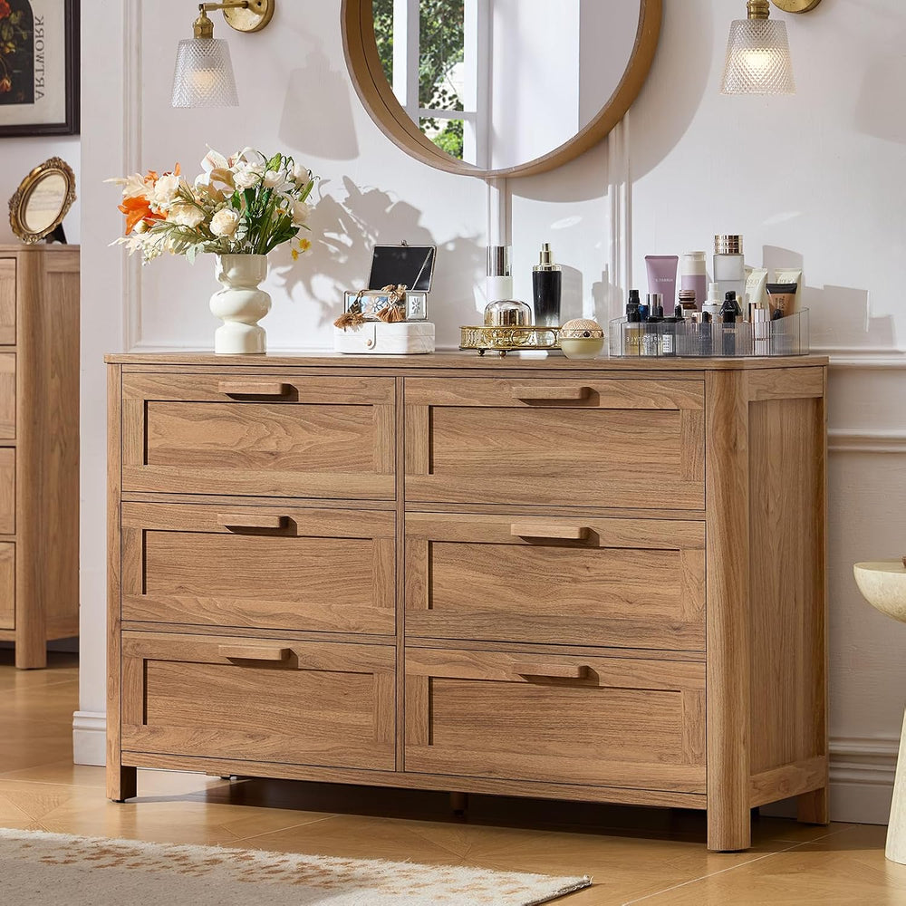 Joaxswe Farmhouse Dresser and Nightstand Sets 3 Piece, Brown