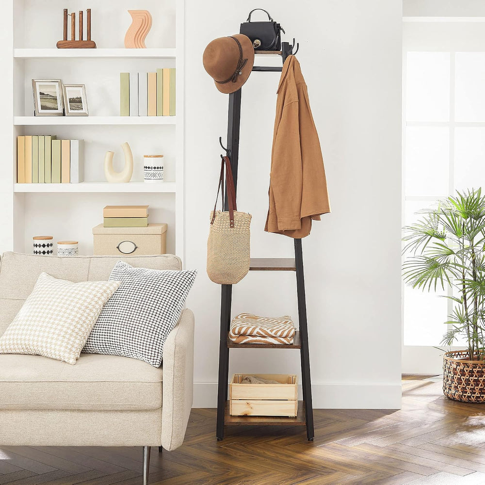 VASAGLE Coat Rack Freestanding, Hall Tree with 4 Shelves