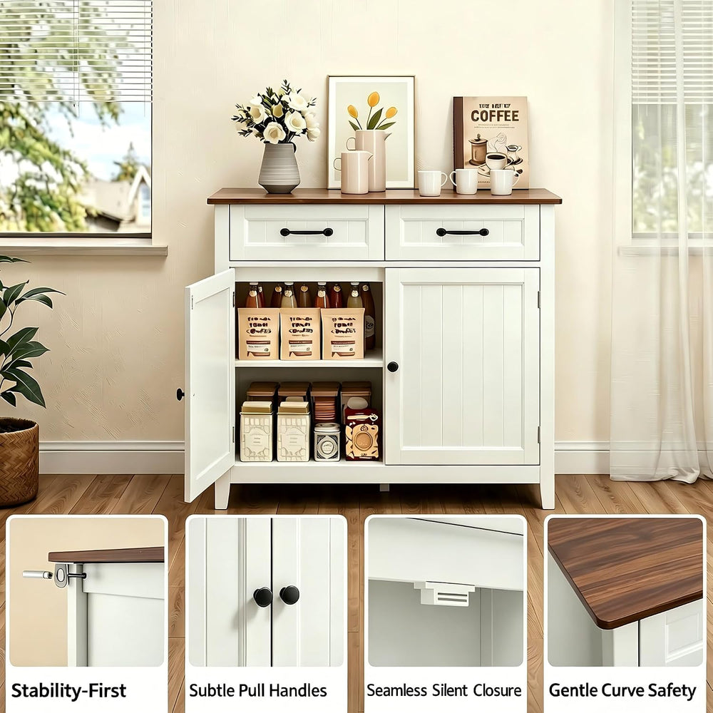 Bealife 32" Buffet Cabinet, Kitchen Island with Storage - Retro