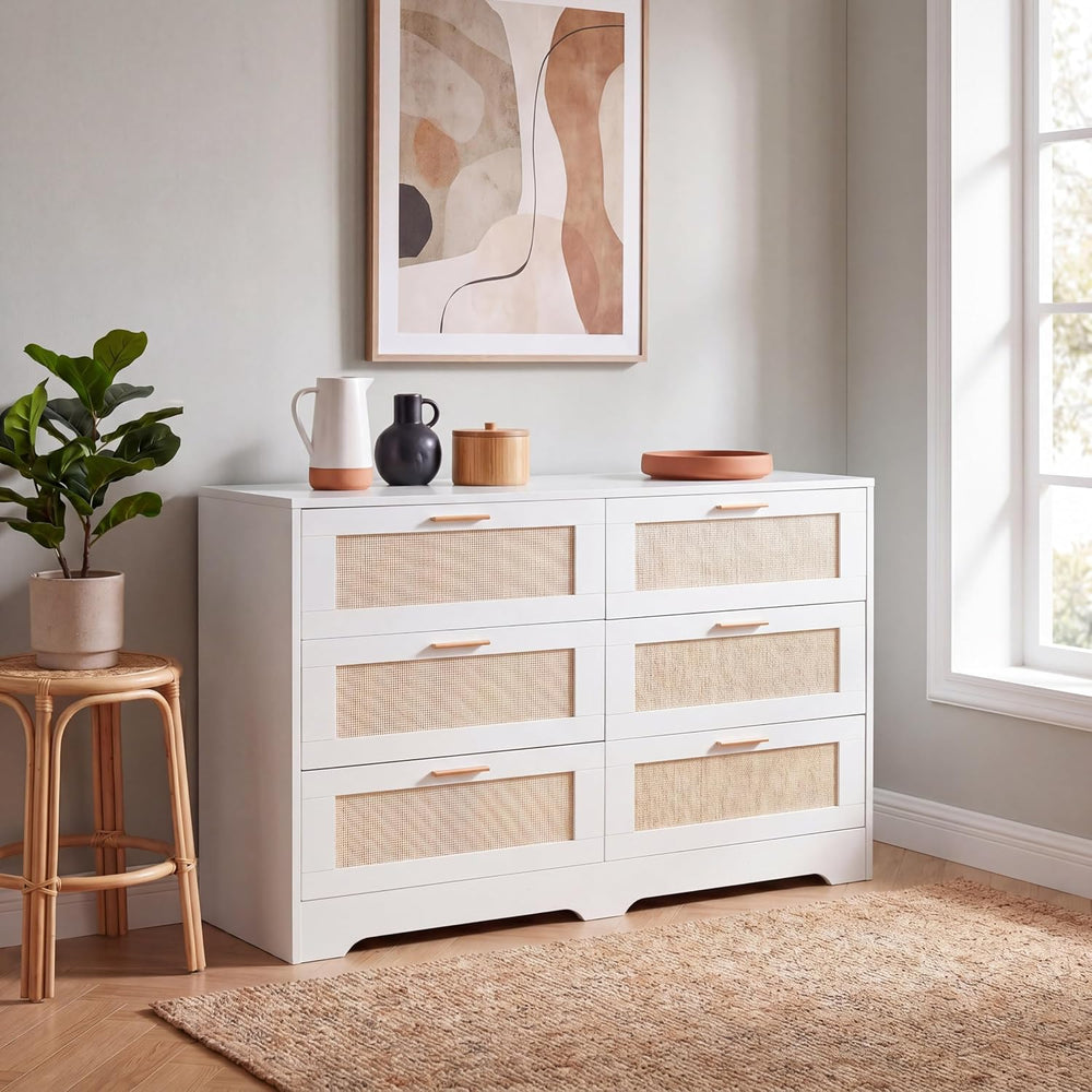 Dresser for Bedroom 6 Drawer White Dresser Bedroom Furniture Storage for Bedr...