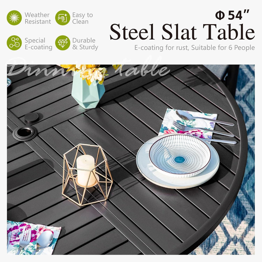 Sophia & William 7-Piece Patio Dining Set, Round Table, PE Wicker Chairs