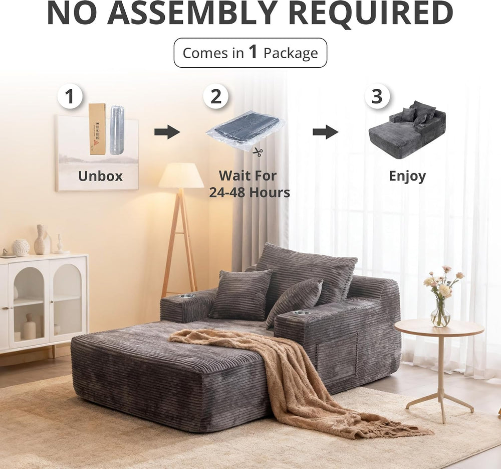67" Oversized Chaise Lounge Chair Indoor Boneless Sofa Bed