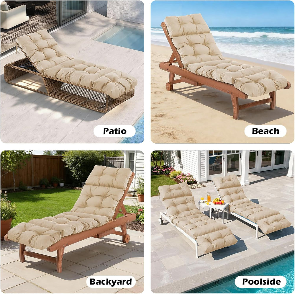 Chaise Lounge Cushions Outdoor, Waterproof & Fade Resistant Patio Lounge ...