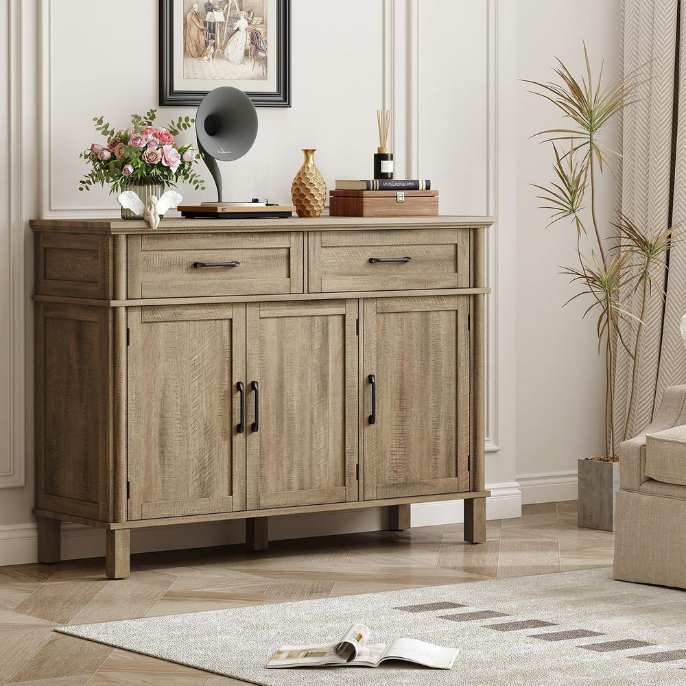 ONBRILL 48 Inch Buffet Cabinet with Storage, Washed Grey