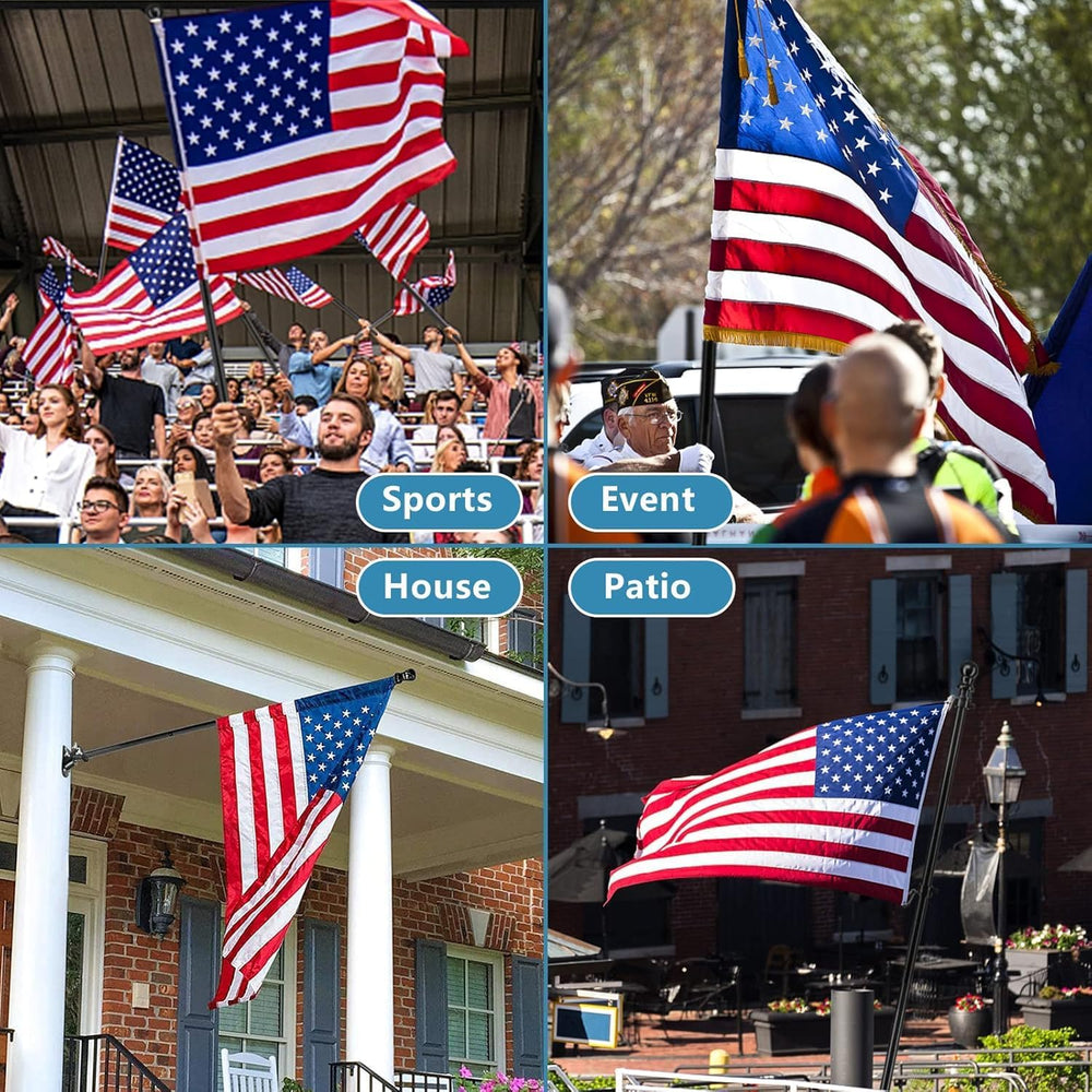 American Flag with Pole Kit - Includes 5ft Tangle Free Metal Flag Pole,4x6 Em...