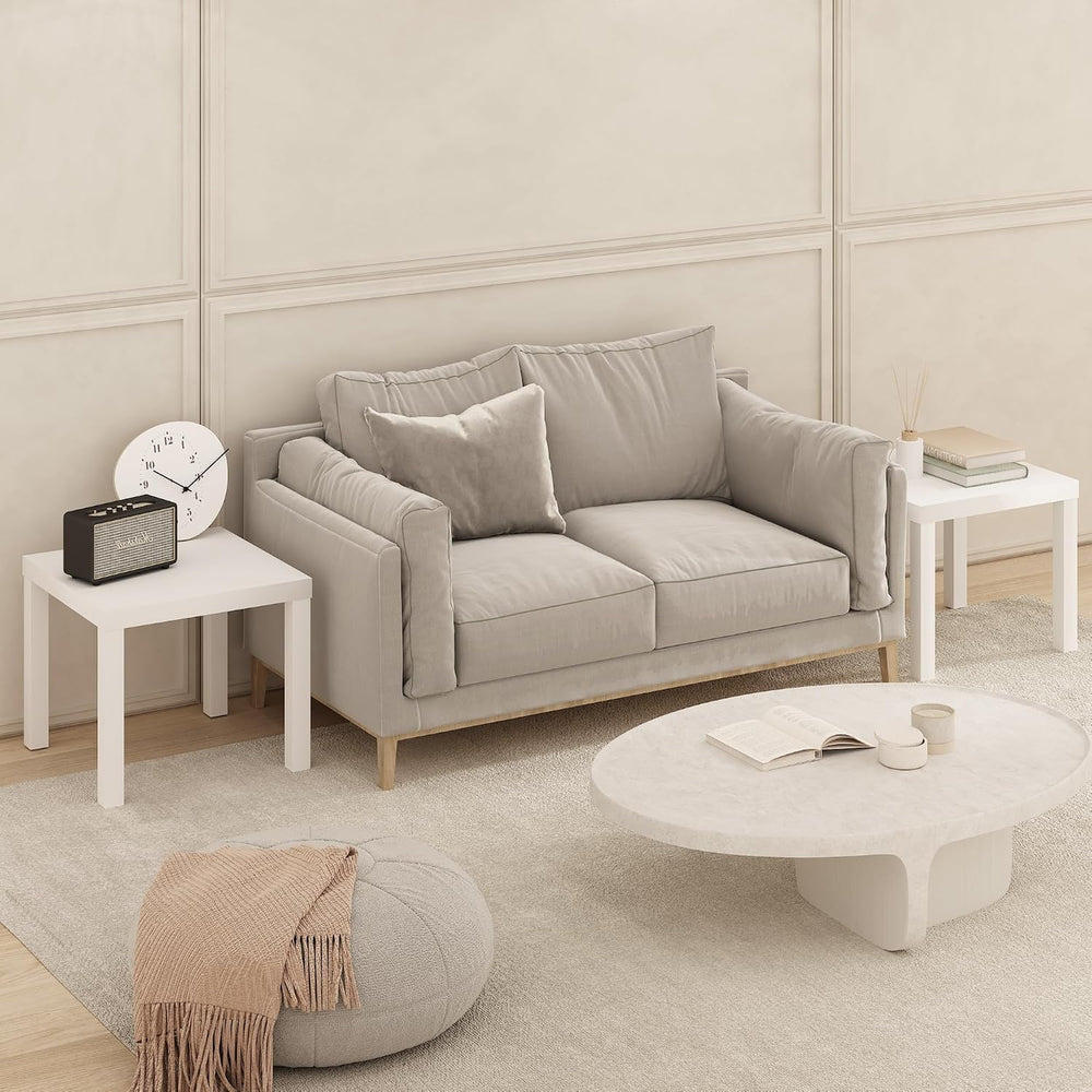 Furinno Classic Set of 2 Modern Coffee Table, Printer Stand, White