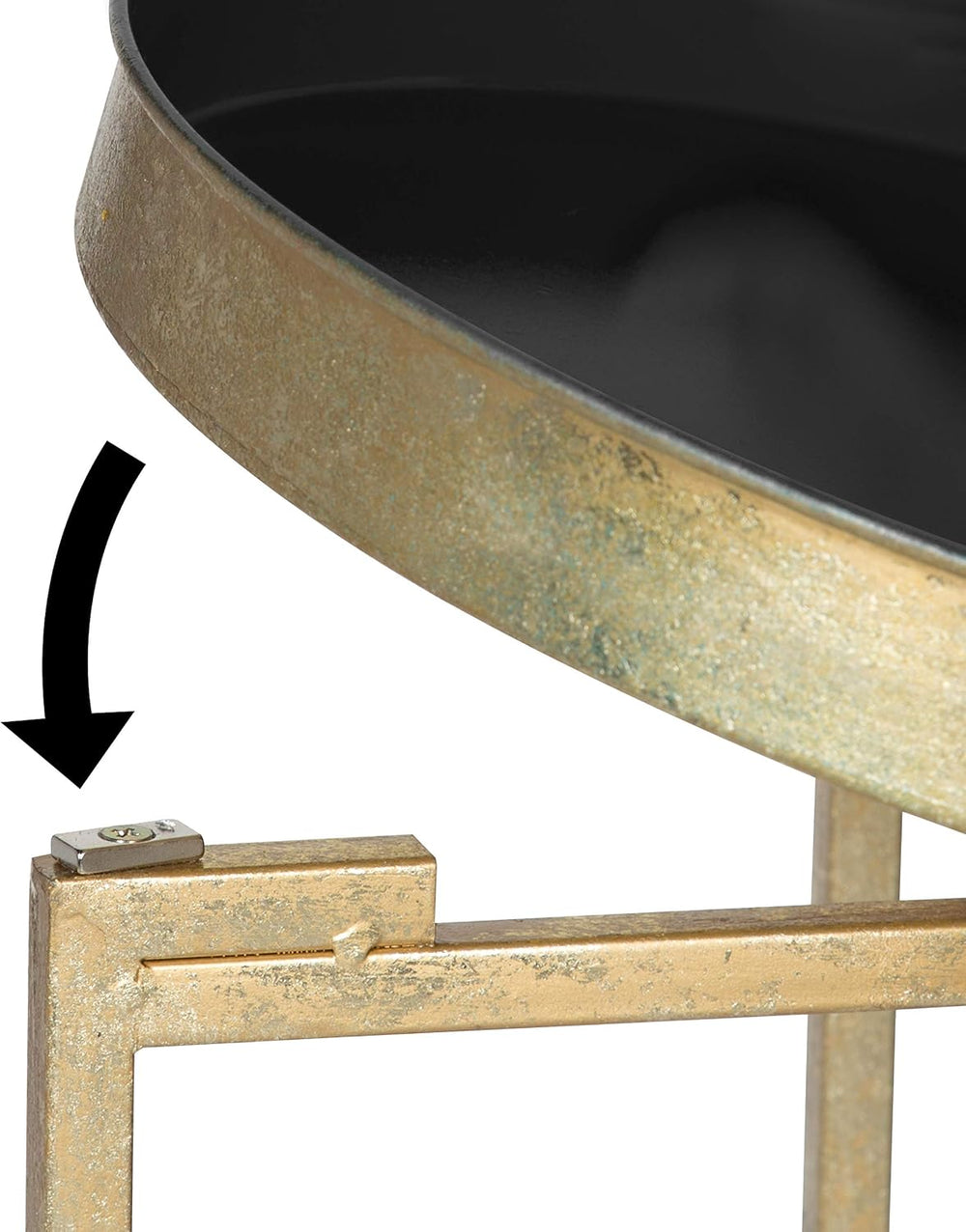 Kate and Laurel Celia Round Metal Foldable Tray Accent Table, Black with Gold...