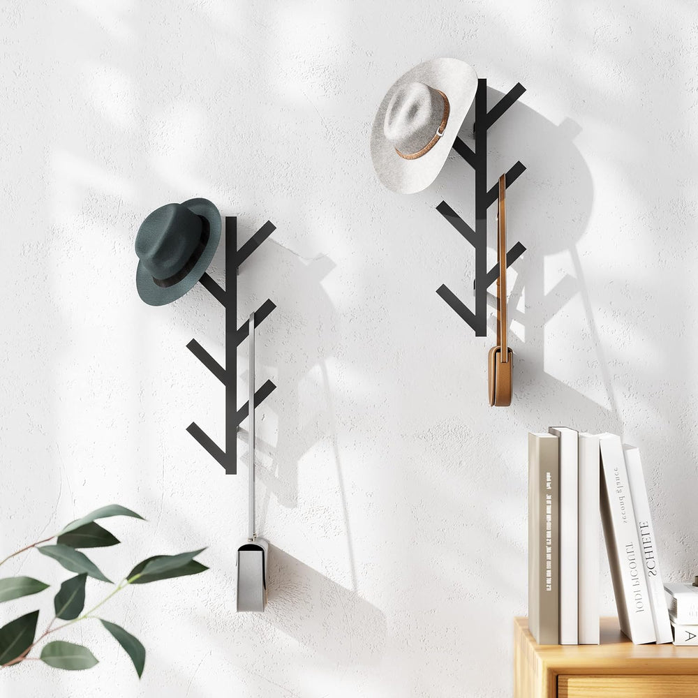 2 Pack Vertical Coat Rack Wall Mounted, Metal Vertical Hat Rack for Wall,