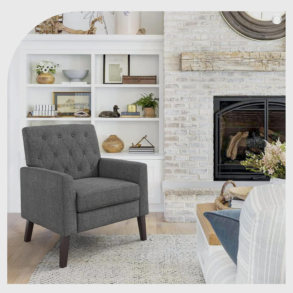 LUE BONA Upholstered Linen Accent Chair 18.5" H, Comfy Living Room Chair...