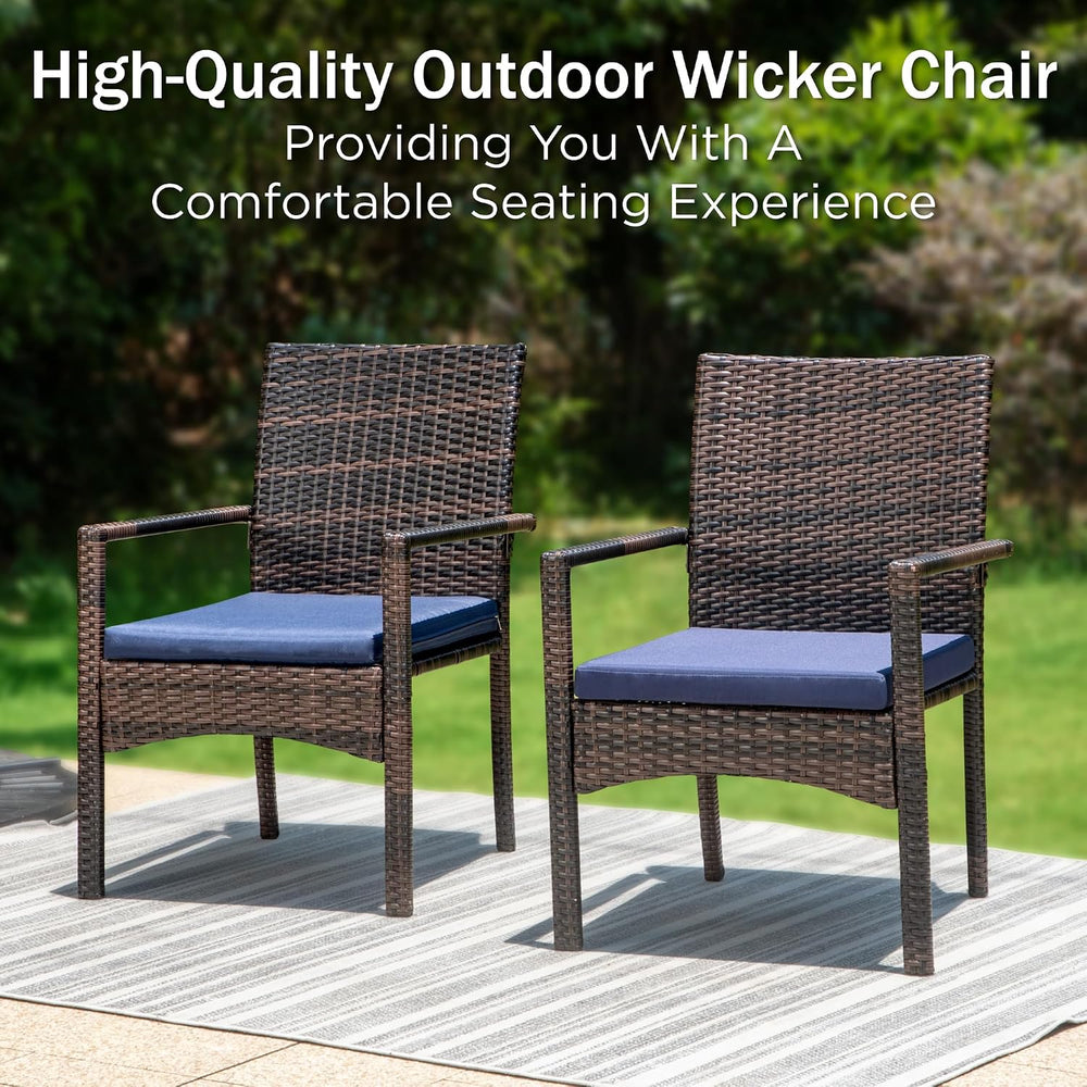 PHI VILLA Wicker Patio Dining Chairs Set of 6 with Removable Cushions