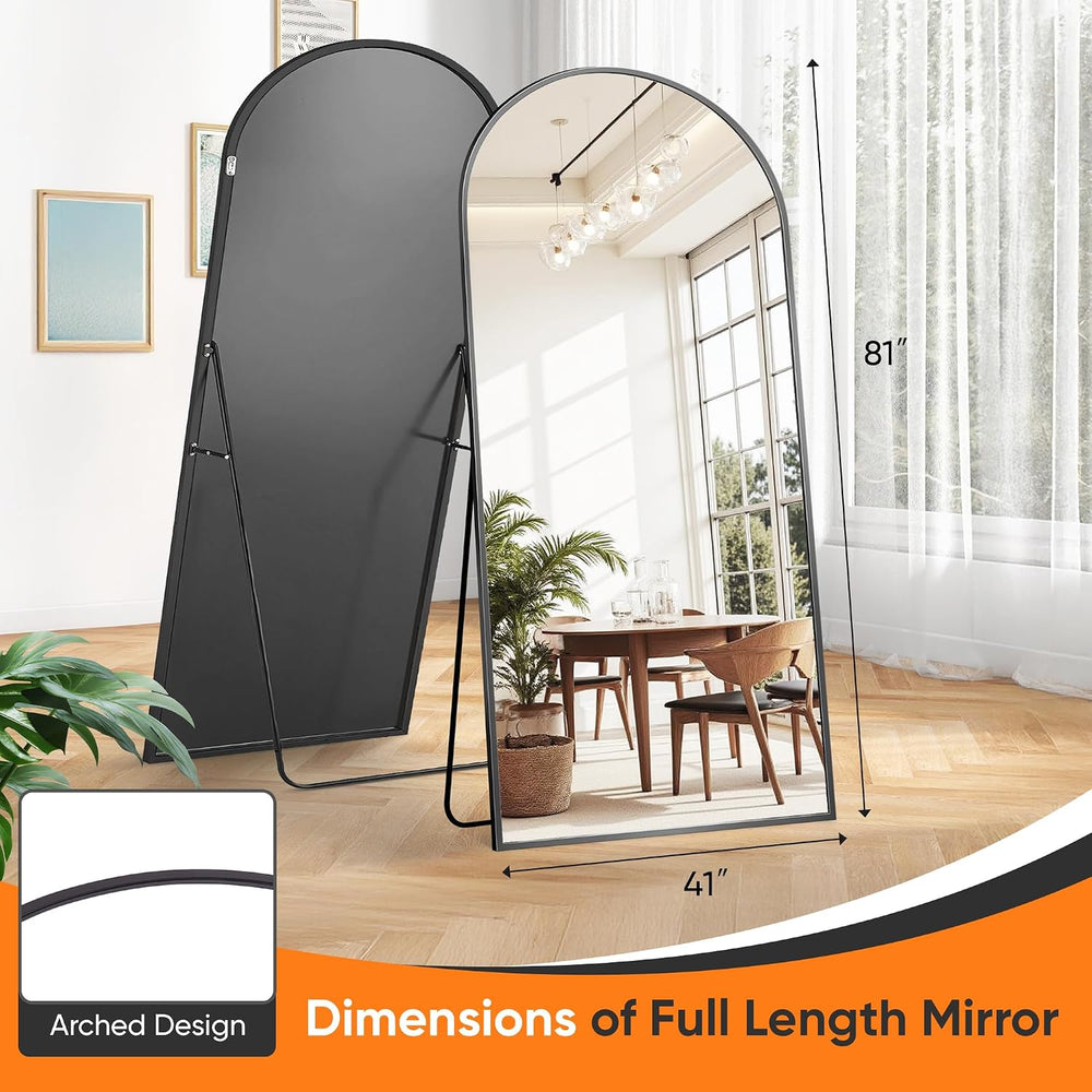 Suidia 81" x41” Arched Full Length Floor Mirror, Black Full Body Mirror