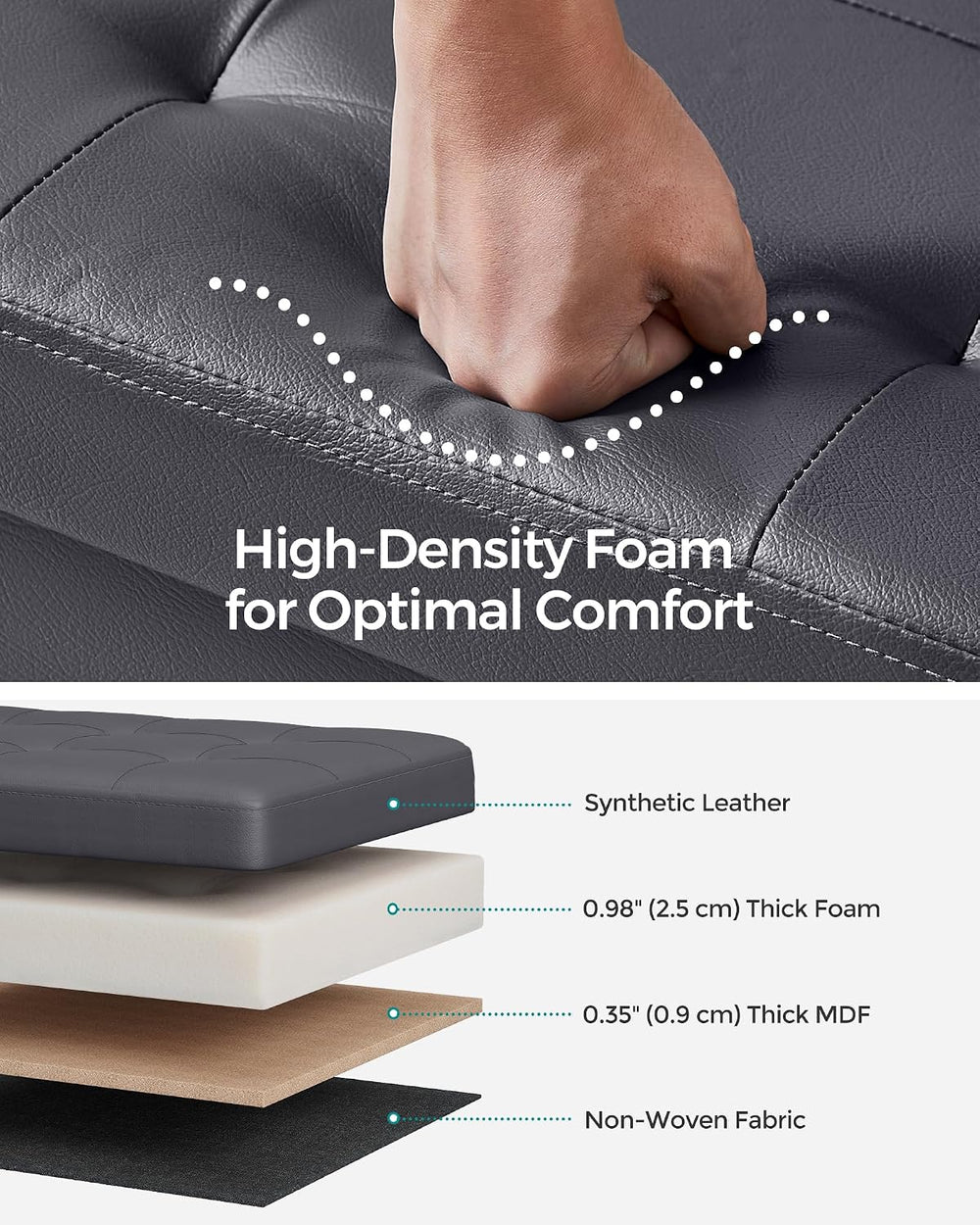 SONGMICS 30 Inches Folding Storage Ottoman Bench with Flipping Lid