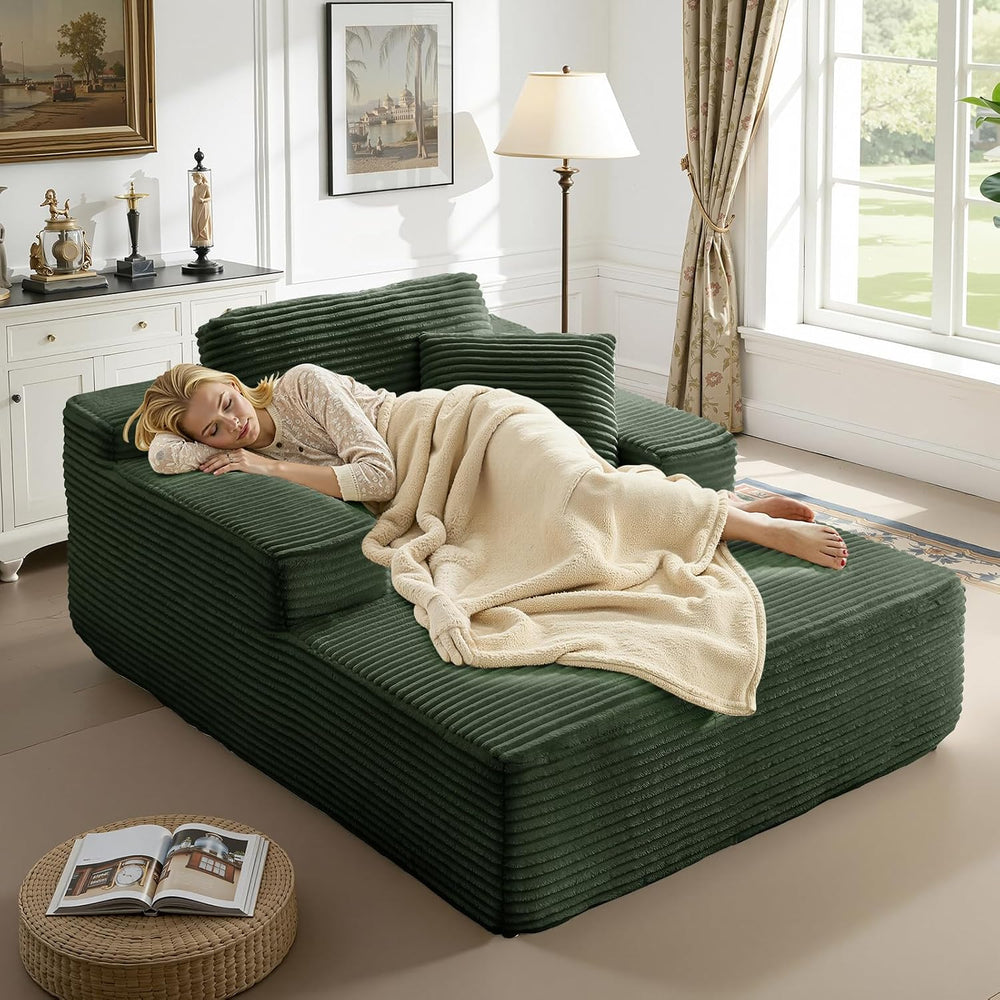 65 Inch Oversized Indoor Chaise Lounge, Green