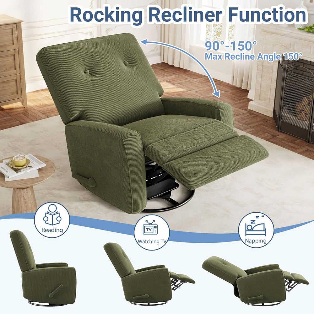 IDEALHOUSE 360° Recliner Chair with Adjustable Backrest & Footrest, Green
