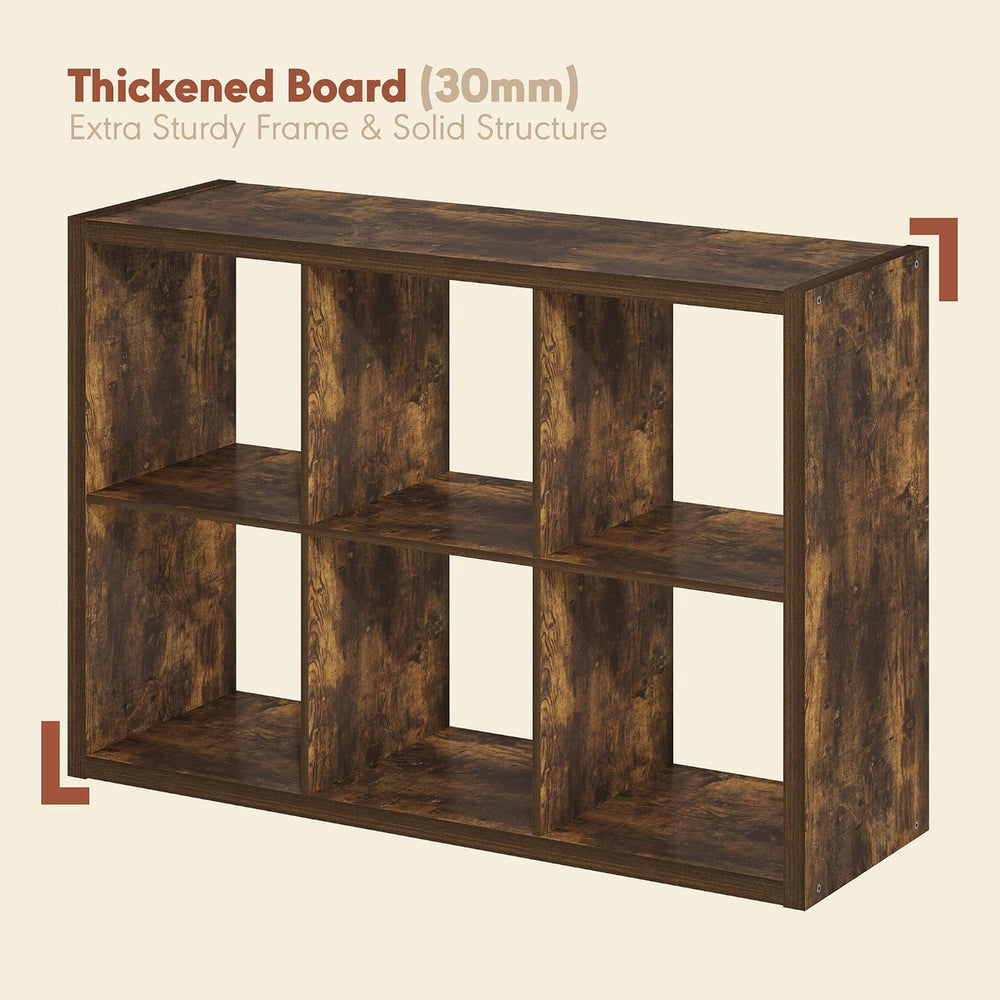 Furinno Cubicle Record Player Stand, 6-Cube Record Storage, Amber Pine