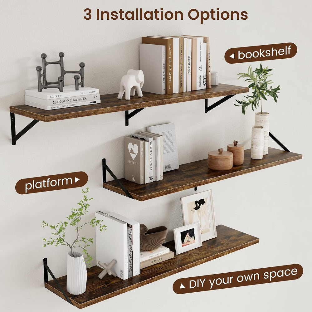 Axeman 12 Inch Deep Floating Shelves for Wall - 48 Inch Wide x 12 Inch Deep W...