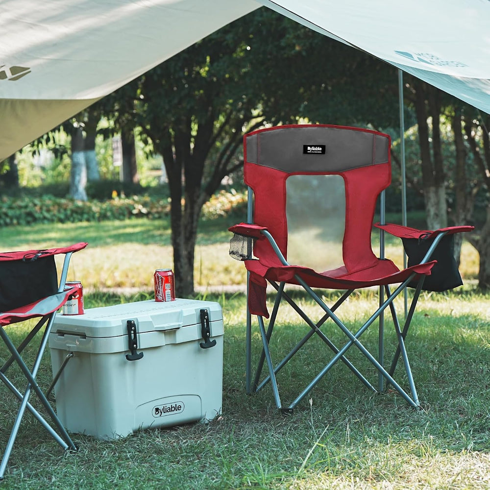 Byliable Camping Chairs Portable Lightweight Folding Lawn Chairs, Red