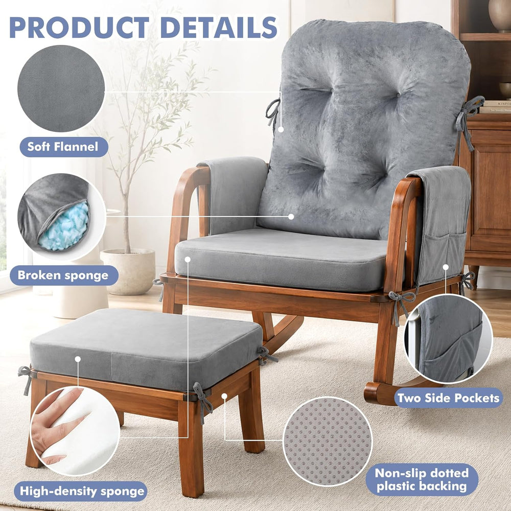 Glider Rocker Replacement Cushions Set, Filled with Shredded Memory Foam and ...
