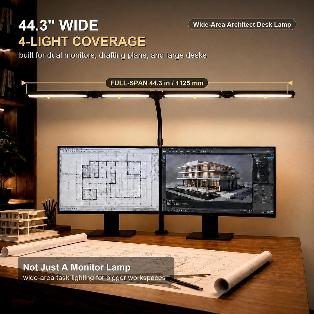 4-Light LED Architect Desk Lamp, Clamp Light for Large Desks