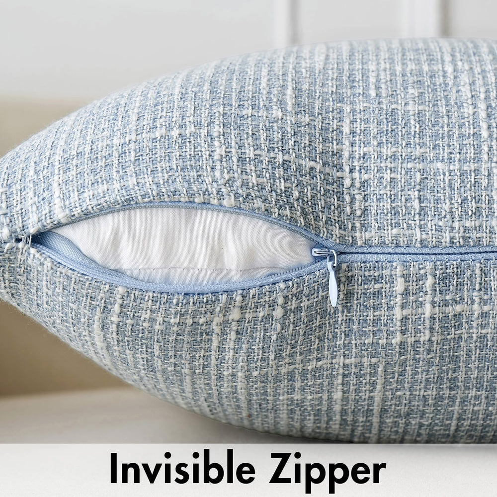 MIULEE Burlap Linen Euro Throw Pillow Covers 24x24 Inch Set of 2 Light Blue