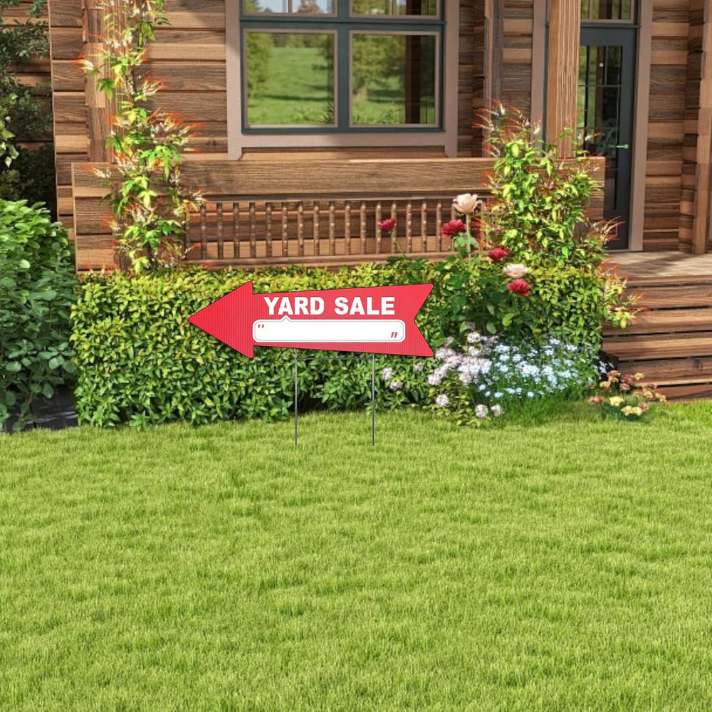 10 Pack Large Size Yard Sale Red Arrow Signs With Stakes - 23 x 7.2 in Double...