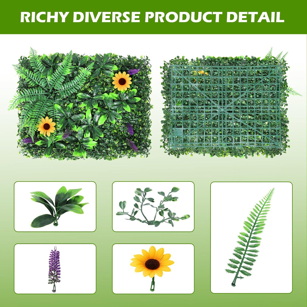 MOOACE 6 Pack Artificial Grass Wall Panel, Faux Greenery Backdrop