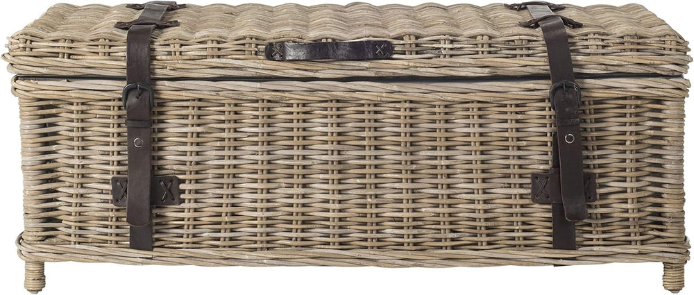 SAFAVIEH Navarro Rattan Coffee Table, 45.7" Rustic Grey SEA7022B