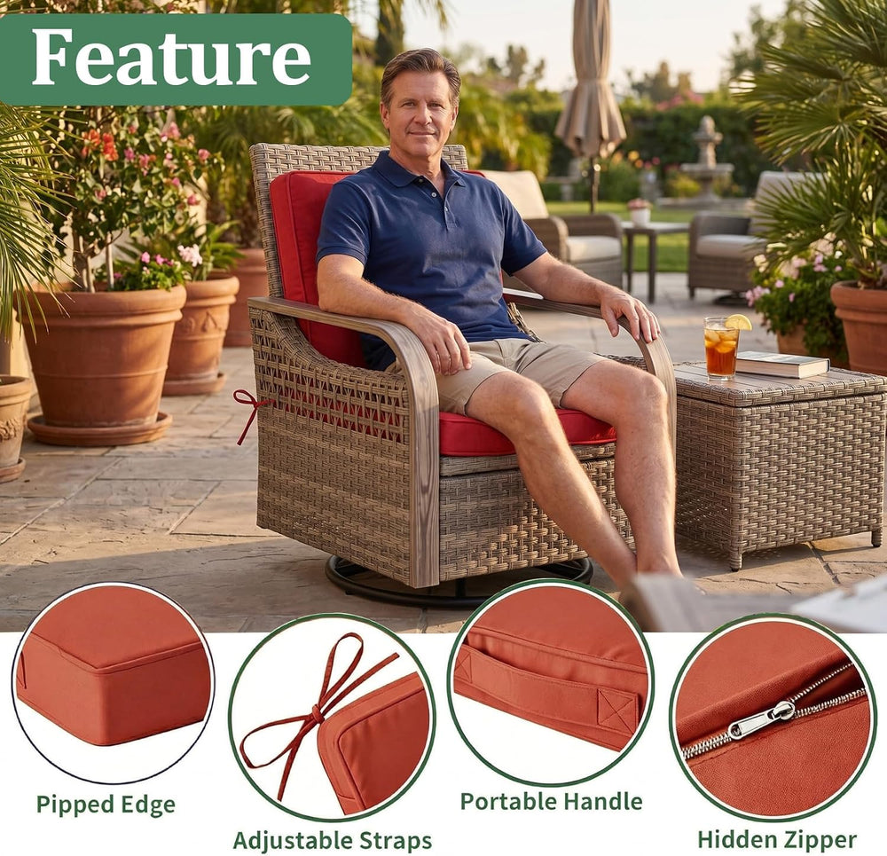 24x24 in Outdoor Foam Deep Seat Cushion Set of 4, Water-Resistant & Fade-...