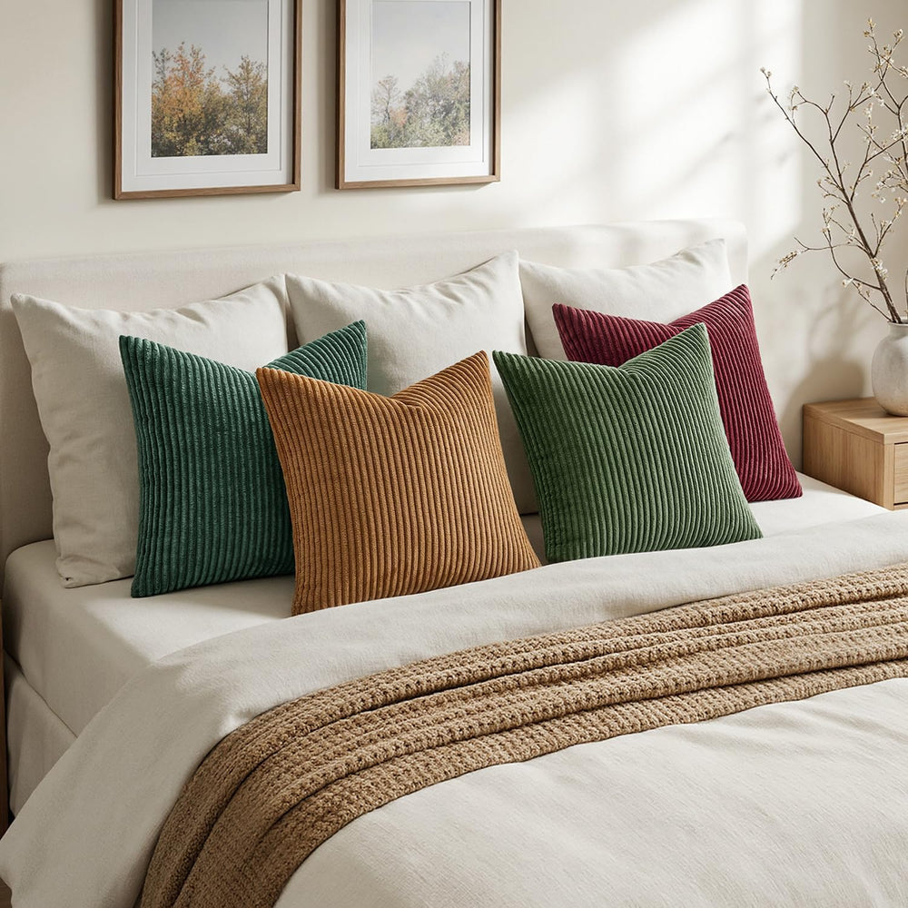 MIULEE Soft Corduroy Decorative Throw Pillow Covers Christmas Green 18x18