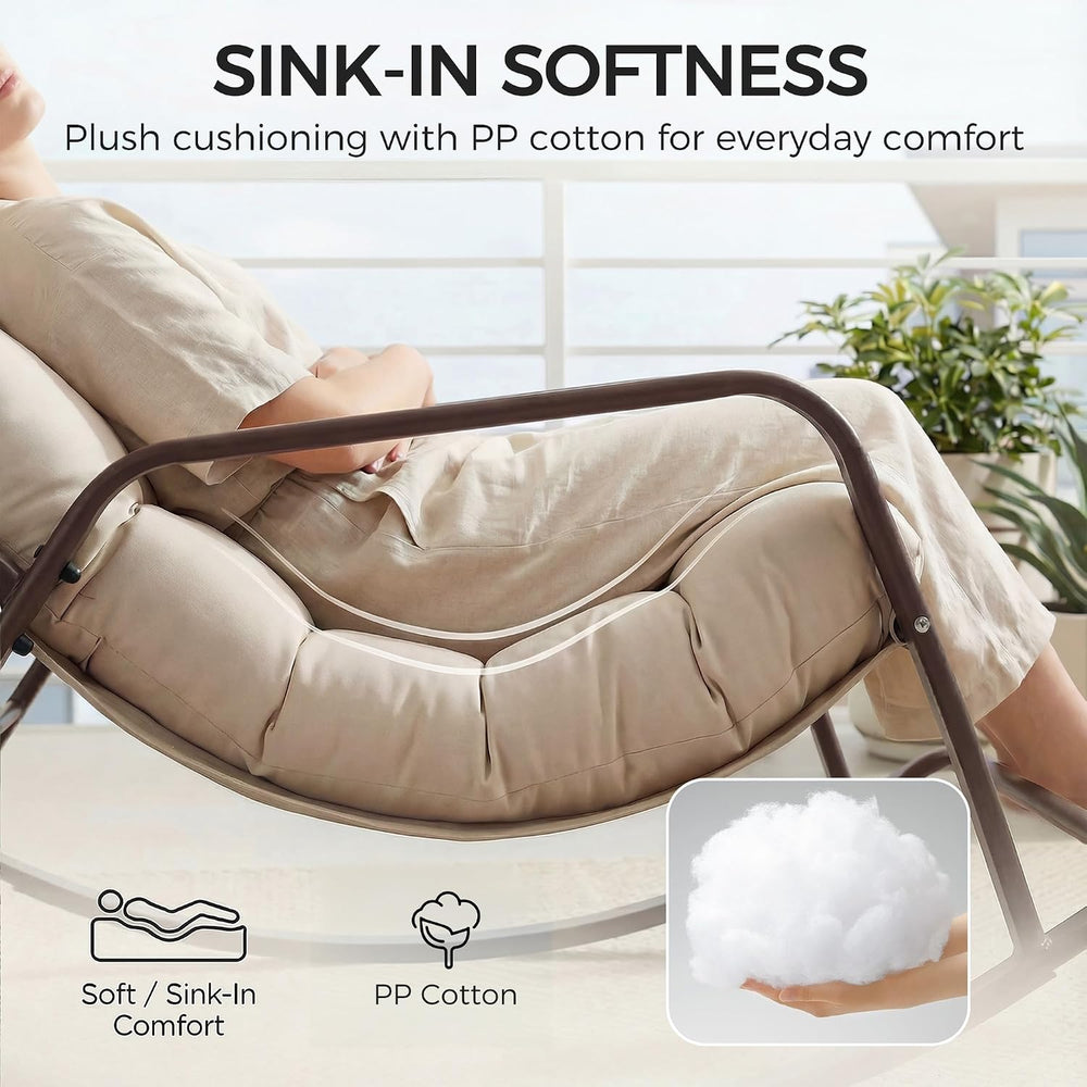 NICESOUL Papasan Rocking Chair with Footrest, Outdoor Rocking Chair with Cush...